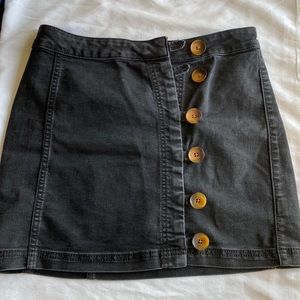 Free People light black mini button skirt